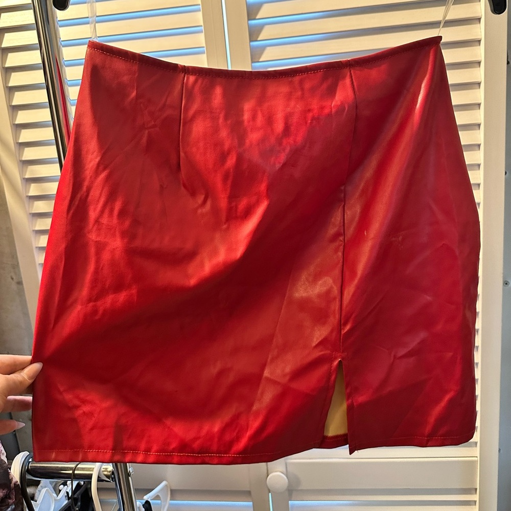 Windsor Red Faux Leather Mini Skirt
